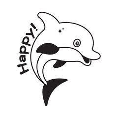Dolphin doodle vector outline icon. EPS 10 file