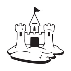 Castle doodle vector outline icon. EPS 10 file