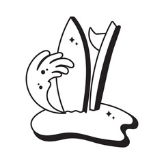 Surf doodle vector outline icon. EPS 10 file