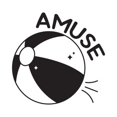 Beach ball doodle vector outline icon. EPS 10 file