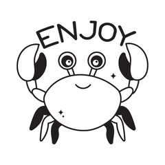 Crabe doodle vector outline icon. EPS 10 file