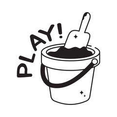 Sand bucket doodle vector outline icon. EPS 10 file