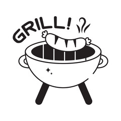Grill doodle vector outline icon. EPS 10 file