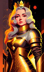 Fantasy Queen in Golden Armour