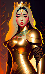Fantasy Queen in Golden Armour