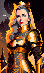 Fantasy Queen in Golden Armour