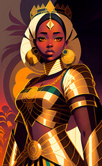 Fantasy Queen in Golden Armour