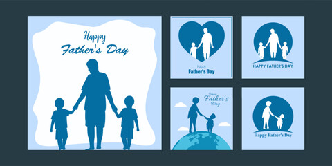 Vector illustration of Happy Father's Day 18 June social media feed story set mockup template
