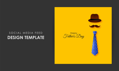 Vector illustration of Happy Father's Day 18 June social media feed story mockup template