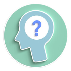 Round 3D Head Mind Icon, Brain Illustration