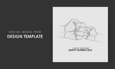 Vector illustration of Happy Father's Day 18 June social media feed story mockup template
