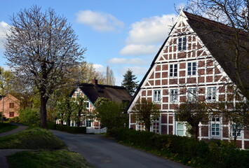 Historical Buildings in Spring in the Guderhandviertel in the Old Country, Lower Saxony