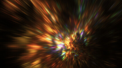 Abstract orange blurred rays. Fantastic holiday background. Digital fractal art. 3d rendering.