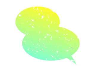 スタンプみたいなグラデーションの吹き出し　緑・黄色　２つの楕円
