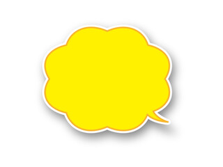 影のある黄色の吹き出し　モコモコ