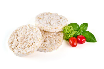 Rice cakes, isolated on white background.