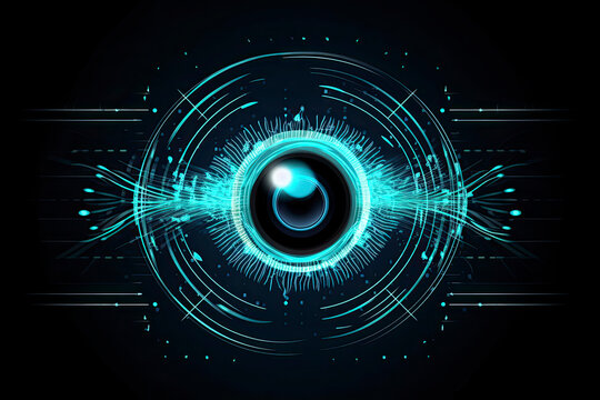 Digital eye, data network and cyber security technology, vector background