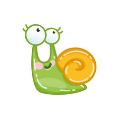 Funny cartoon snail. Cartoon illustration of a blushing and smiling slug isolated on a white background. Vector 10 EPS.