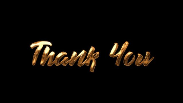 Thank You Handwritten Animated Text in Gold Color. Great for Acknowledgments Videos, Acknowledgments Cards, Ending Videos
