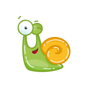 Funny cartoon snail. Cartoon illustration of a slug with winking eye isolated on a white background. Vector 10 EPS.