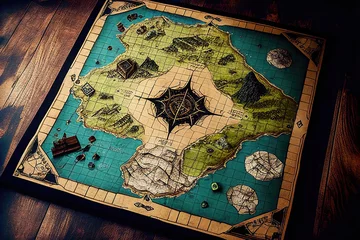 Gardinen Fictional dungeons and dragons board game tapletop map (Generative AI) © Robert Kneschke