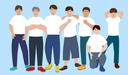 Obraz premium Set of illustrations of people (tearm, businees, family, friends, fashion, summer)