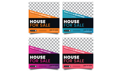 Real estate cover banner, modern home sale cover banner template, House sale, 