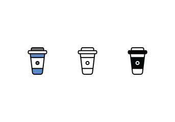 Coffee Icons in three styles vector stock illustrations.sutiable mobile apps web and ui ux