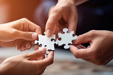 Teamwork working together to success, cooperation or team building collaborate to solve problem