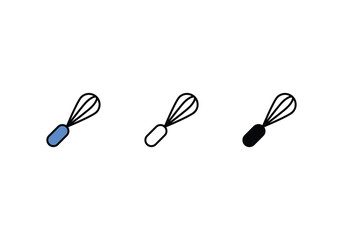Wire Whisk Icons in three styles vector stock illustrations.sutiable mobile apps web and ui ux