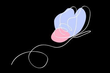vector simple single or one continuous fly butterfly