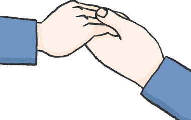 다정하게 마주잡은 커플 손 일러스트. 디테일하게 그려진 심플한 연인들의 손입니다.