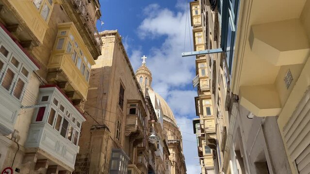 Street view on the St. John's Co-Cathedral in Valetta