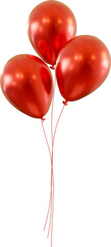 3D Render Floating Red Balloons