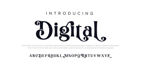 Abstract Fashion font alphabet. Minimal modern urban fonts for logo, brand etc. Typography typeface uppercase lowercase and number. vector illustration