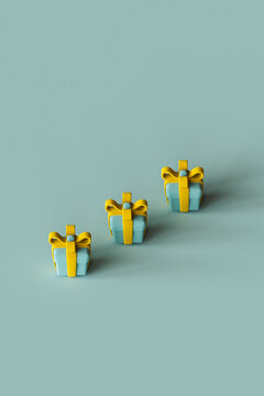 3D render of Christmas presents lying against green background