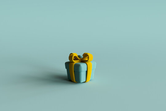 3D render of Christmas present lying against green background
