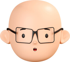 3D Render Face With Open Mouth Of Shocked Character Emoji