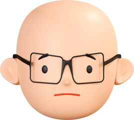 3D Render Sad Face Of Boy Character Emoji