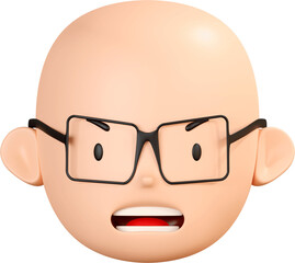 3D Render Angry Face Of Boy Character Emoji