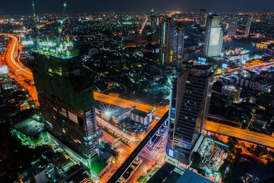 Thailand, Bangkok, City downtown at night