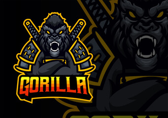 Gorilla masscot logo esport illustration premium vector