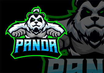 Panda masscot logo esport illustration premium vector