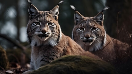 Fototapeta na wymiar Lynx animals in the wild