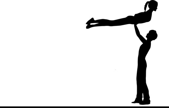 "Couple Acrobatic Dancing Silhouette"
"Silhouette of Dancers Performing Acrobatic Moves"