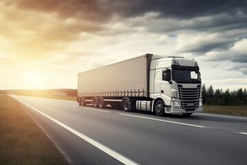 Obraz na płótnie Canvas Trucks with cargo. Created with generative Ai technology