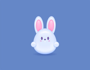 3d illustration of a rabbit. funny, cute and adorable bunny characters. easter bunny. beautiful animals. 3d and realistic design. vector elements