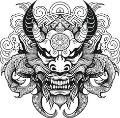 Demon skull head vector art