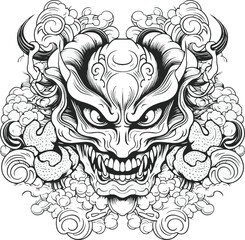 Demon skull head vector art