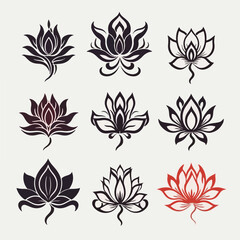 flower lotus illustration floral vector nature silhouette design pattern tattoo abstract art decorations